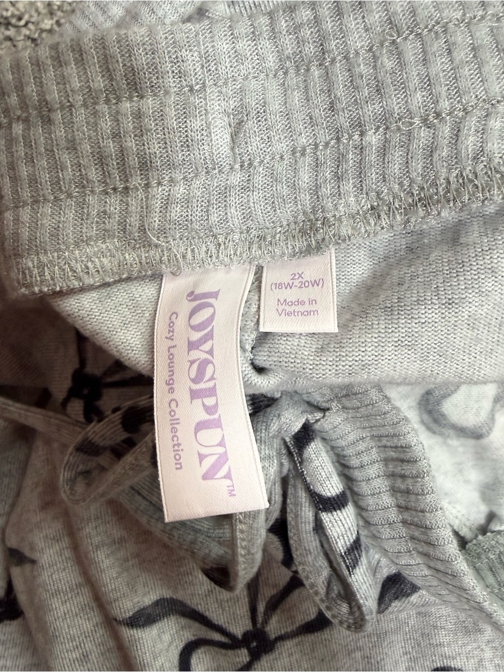 Cozy Bow-Print Long Sleeve Pajama Set - Grey - Picture 6 of 6